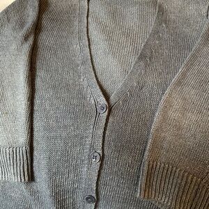 TALBOTS SZ 2 X DENIM BLUE CARDIGAN 100%WASHABLE LINEN